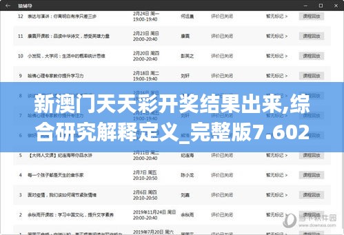 新澳门天天彩开奖结果出来,综合研究解释定义_完整版7.602