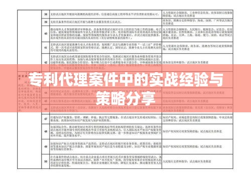 专利代理案件中的实战经验与策略分享