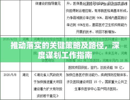 推动落实的关键策略及路径，深度谋划工作指南